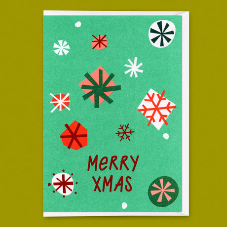Deli Cards Grußkarte "Xmas Schneeflocken Türkis" | Schöne Klappkarte zu Weihnachten