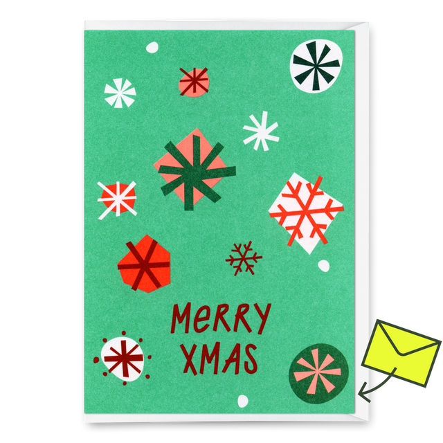 Deli Cards Grußkarte "Xmas Schneeflocken Türkis" | Schöne Klappkarte zu Weihnachten