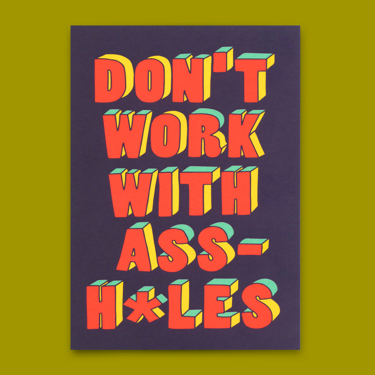 Deli Cards Postkarte "Don´t work with assholes" | Lustige Karte mit Spruch