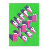 Deli Cards Postkarte "Happy Birthday Lilac/Green" | Ausgefallene Karte zum Geburtstag