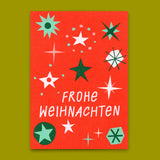 Deli Cards Postkarte "Frohe Weihnachten Schneeflocken Rot" | Besondere Karte zu Weihnachten