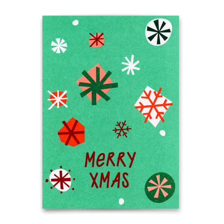 Deli Cards Postkarte "Merry Xmas Schneeflocken Türkis" | Besondere Karte zu Weihnachten