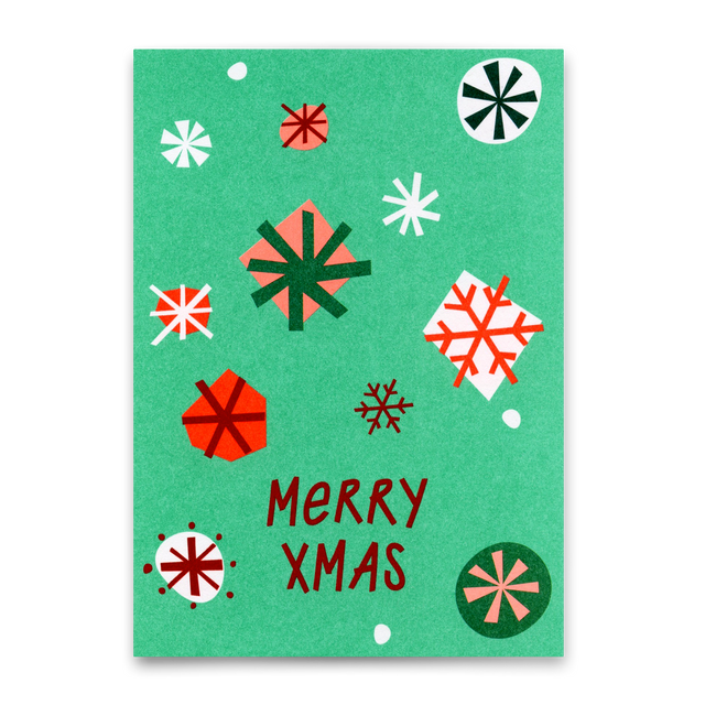 Deli Cards Postkarte "Merry Xmas Schneeflocken Türkis" | Besondere Karte zu Weihnachten