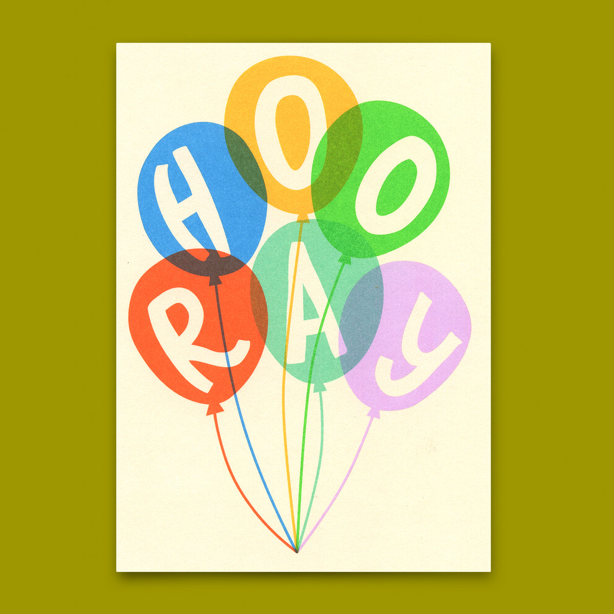 Deli Cards Postkarte "Hooray Balloons" | Schöne Karte für jeden Anlass