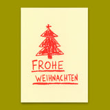 Deli Cards Postkarte "Frohe Weihnachten Wachsmalstift" | Ausgefallene Postkarte zu Weihnachten