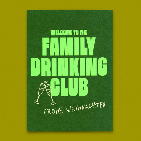 Deli Cards Postkarte "Family Drinking Club" | Lustige Postkarte zu Weihnachten