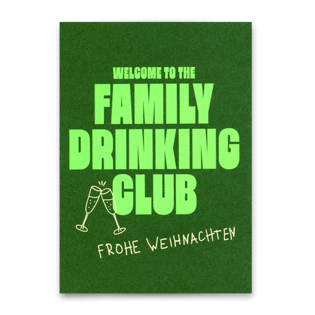 Deli Cards Postkarte "Family Drinking Club" | Lustige Postkarte zu Weihnachten