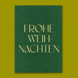 Deli Cards Postkarte "Frohe Weihnachten Grün" | Schöne Postkarte zu Weihnachten