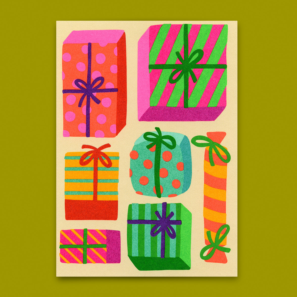 Deli Cards Postkarte "Geschenke Geschenke" | Besondere Postkarte zu Weihnachten