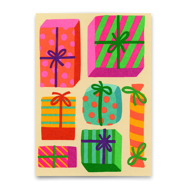 Deli Cards Postkarte "Geschenke Geschenke" | Besondere Postkarte zu Weihnachten