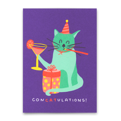 Deli Cards Postkarte "ConCatulations" | Lustige Karte mit Katzen-Motiv