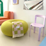 Maison Deux Decke “Schachbrett” Kiwi-Pink | 100% Wolle | Maison Deux