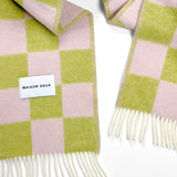 Maison Deux Decke “Schachbrett” Kiwi-Pink | 100% Wolle | Maison Deux