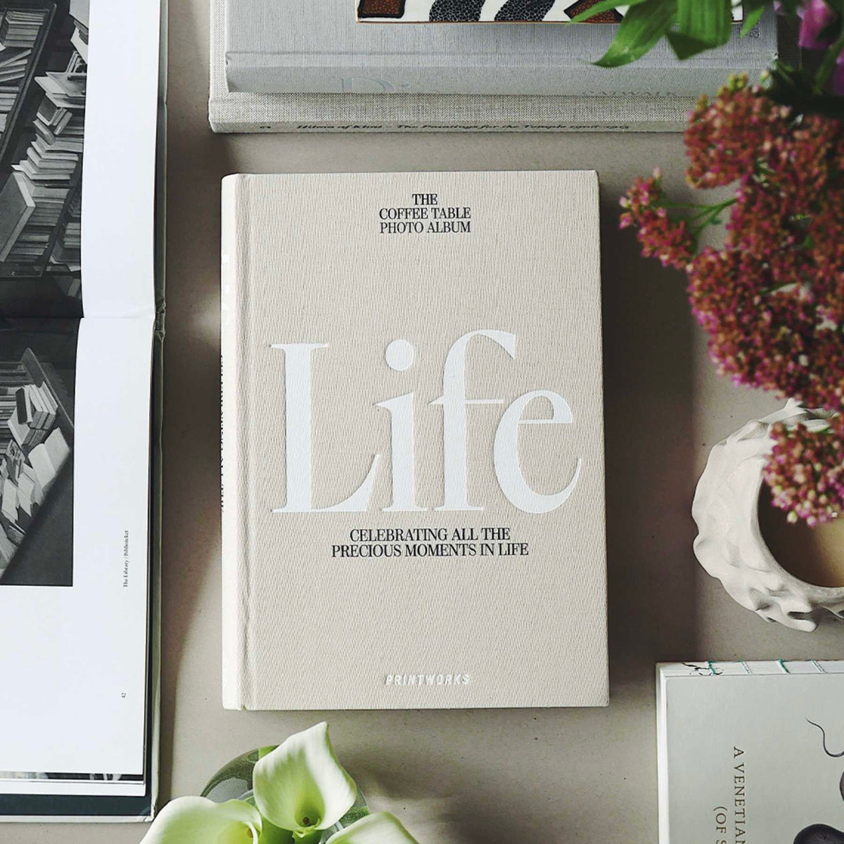 PRINTWORKS Fotobuch "Life" (Beige) | PRINTWORKS | Album mit Stoffeinband