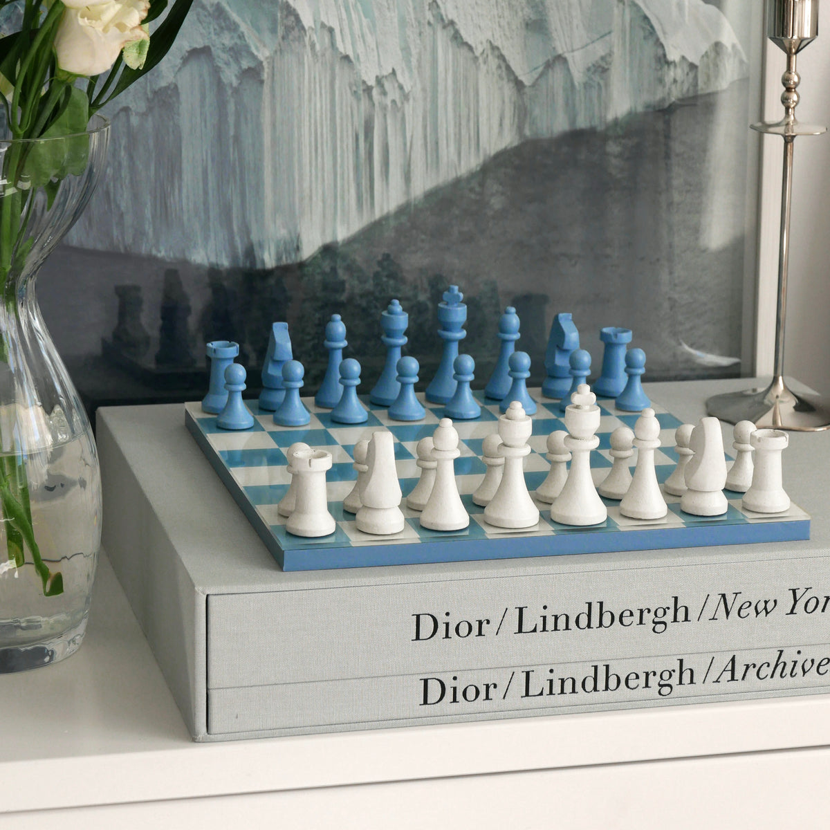 PRINTWORKS Spiel “Classic Chess” Dusty Blue | Schachspiel | PRINTWORKS