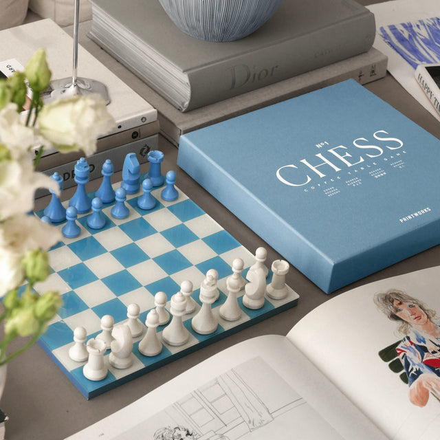 PRINTWORKS Spiel “Classic Chess” Dusty Blue | Schachspiel | PRINTWORKS