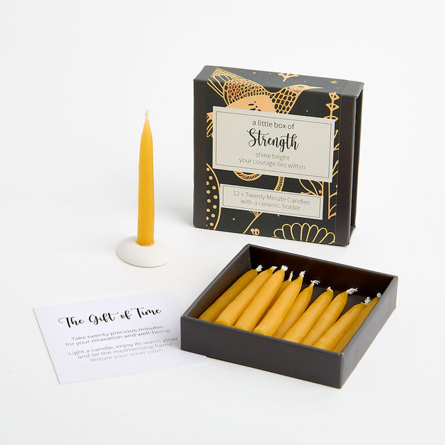 Cotton & Grey Kerzen “Twenty Minute Candles Strength” | 12 Ritualkerzen mit Halter | Cotton & Grey
