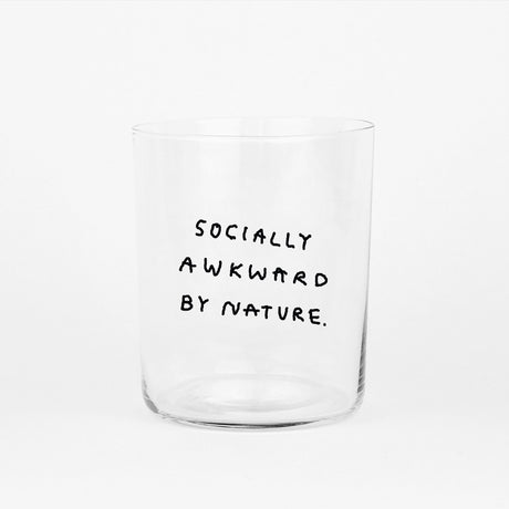 YAHYA Studio Glas „Socially Awkward by Nature“ (L) | Humorvolles Statement | YAHYA Studio