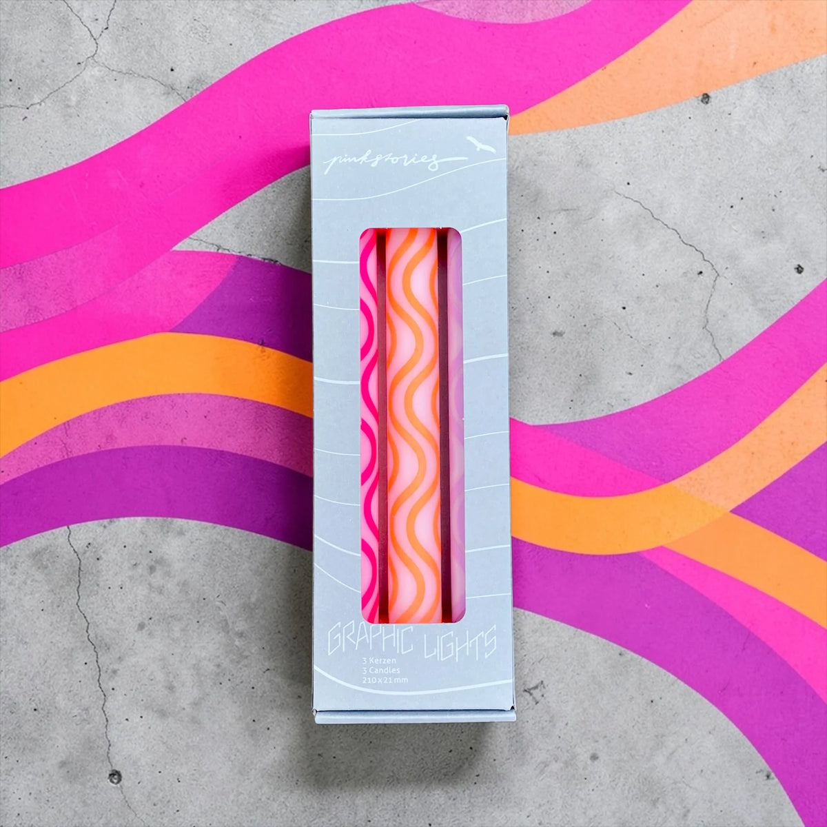 pinkstories Stabkerzen “Graphic Lights Curves 301” 3er-Set | pinkstories