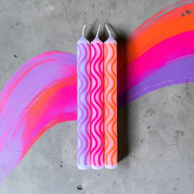 pinkstories Stabkerzen “Graphic Lights Curves 301” 3er-Set | pinkstories