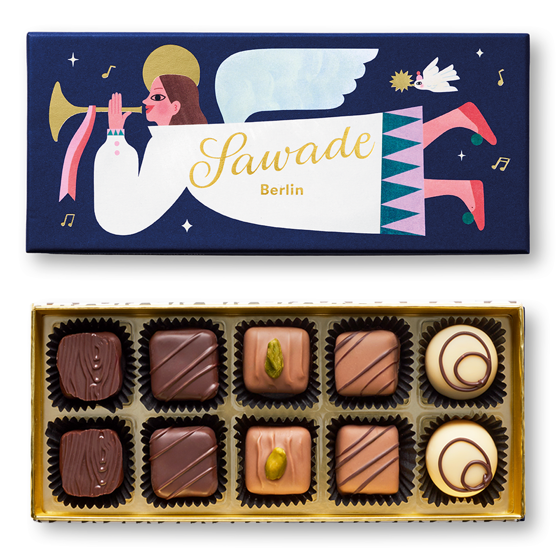 Sawade Pralinenschachtel „Engel“ | Alkoholfreie Pralinen | Sawade