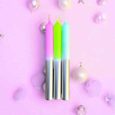 pinkstories Stabkerzen “X-Mas Jewel-like Kiwi” (3 Stk.) | Funkelnd schön | pinkstories