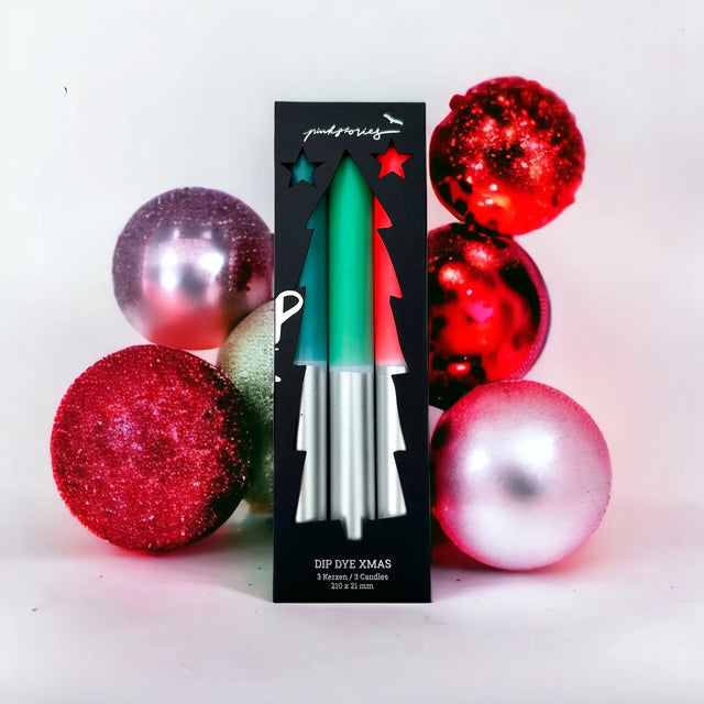 pinkstories Stabkerzen “Dip Dye X-Mas Holy Jolly” 3er-Set | pinkstories
