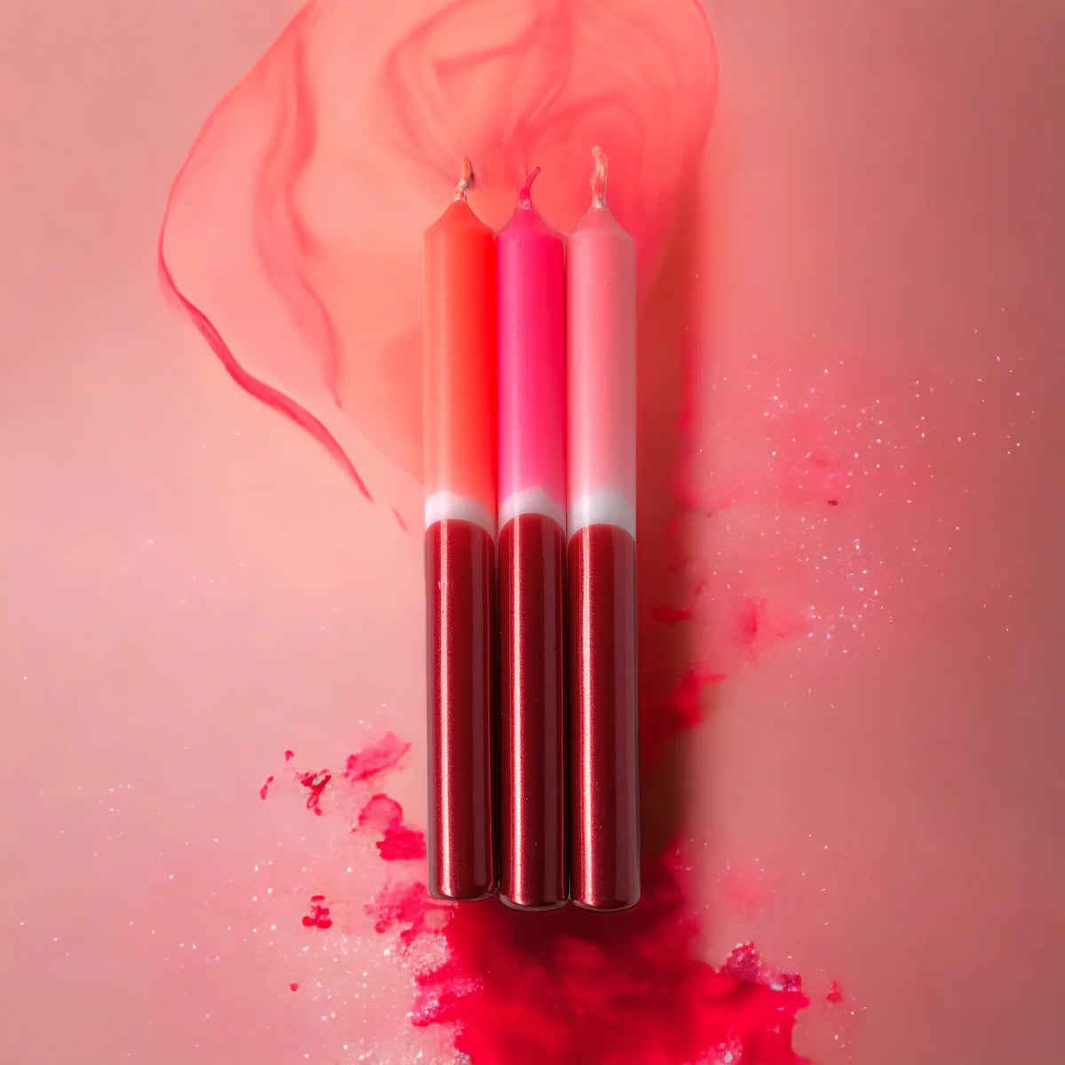 pinkstories Stabkerzen “Dip Dye X-Mas Palladium” 3er-Set | pinkstories