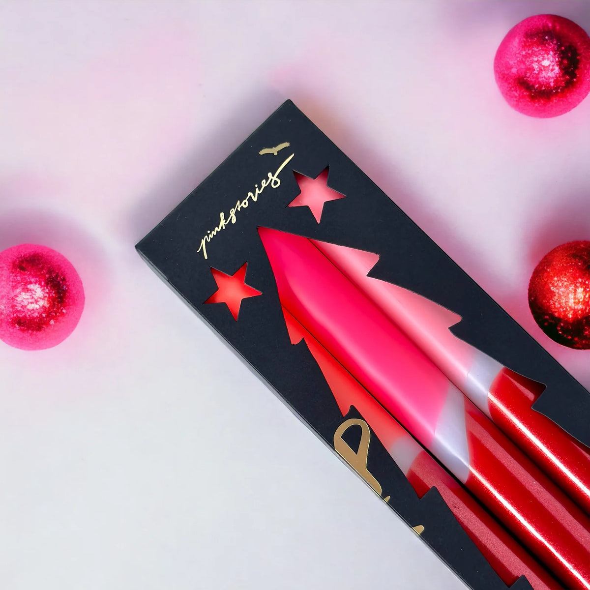pinkstories Stabkerzen “Dip Dye X-Mas Palladium” 3er-Set | pinkstories
