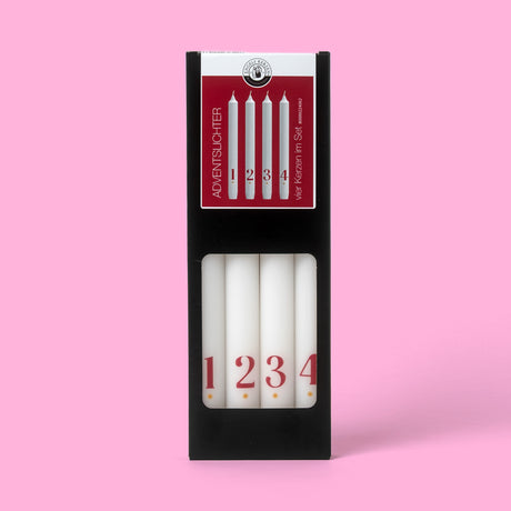 Engels Kerzen Stabkerzen “Adventslichter 1 bis 4” Rot 4er-Set | Engels Kerzen