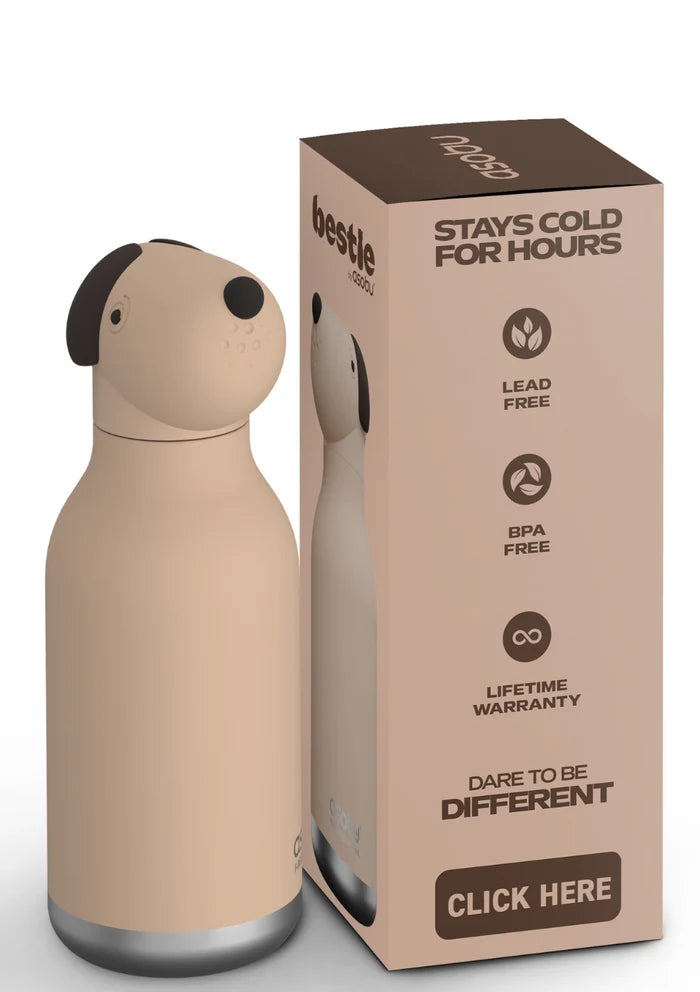 asobu Trinkflasche "Dog” (460ml) | Edelstahlflasche mit Hundemotiv | asobu