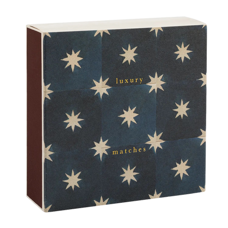 Archivist Lange Streichhölzer „Navy Star Tile“ | in Square Matchbox | Archivist