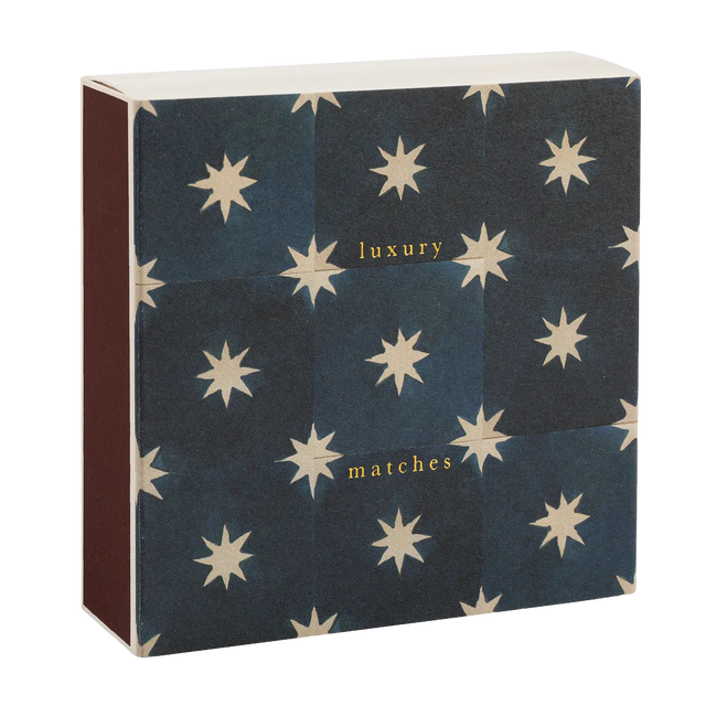 Archivist Lange Streichhölzer „Navy Star Tile“ | in Square Matchbox | Archivist