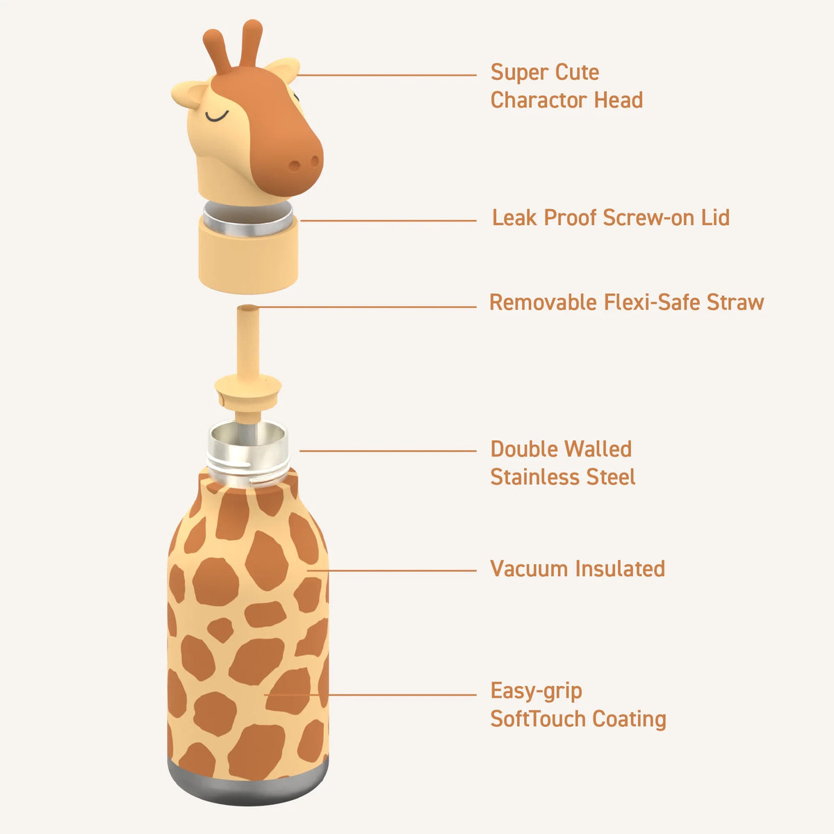 asobu Trinkflasche “Giraffe Spots” (460ml) | Safari-Style to go | asobu