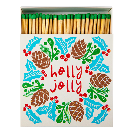 Archivist Lange Streichhölzer „Holly Jolly Wreath“ | in Square Matchbox | Archivist