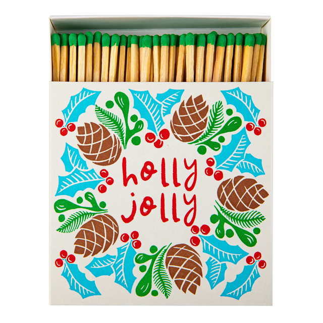 Archivist Lange Streichhölzer „Holly Jolly Wreath“ | in Square Matchbox | Archivist