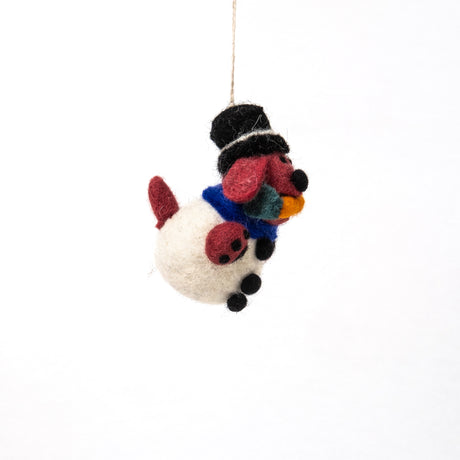 WRAP Filzanhänger WRAP “Barky, the Snowboy” | Schneemannfigur aus Filz für den Baum