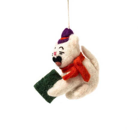 WRAP Filzanhänger WRAP “Dickens, Carolling Cat” | Handgemachte Deko aus Filz