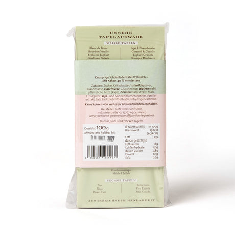 Schokolade “Nougat Crunch” Vollmilch | Confiserie Gmeiner