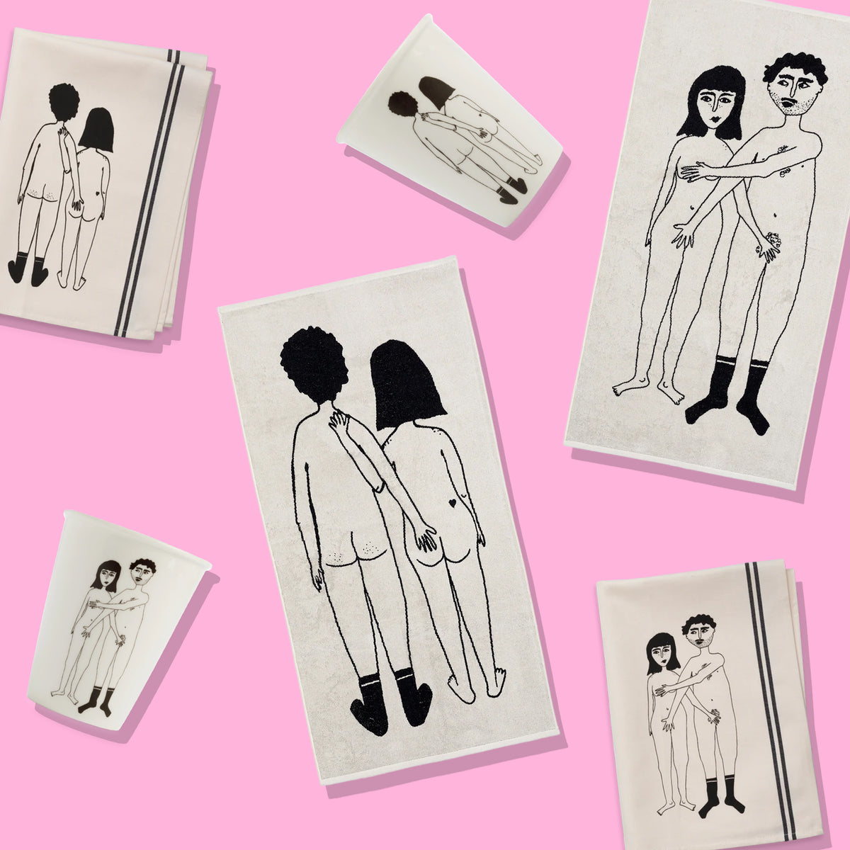 helen b Naked Couple Set | Illustrationen für Küche, Bad & Alltag