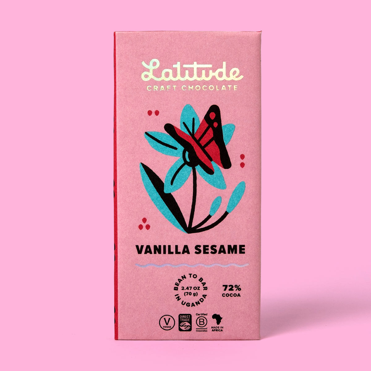 Latitude Schokolade „Vanille Sesam 72%“ 70g | Dunkle Schokolade | Latitude