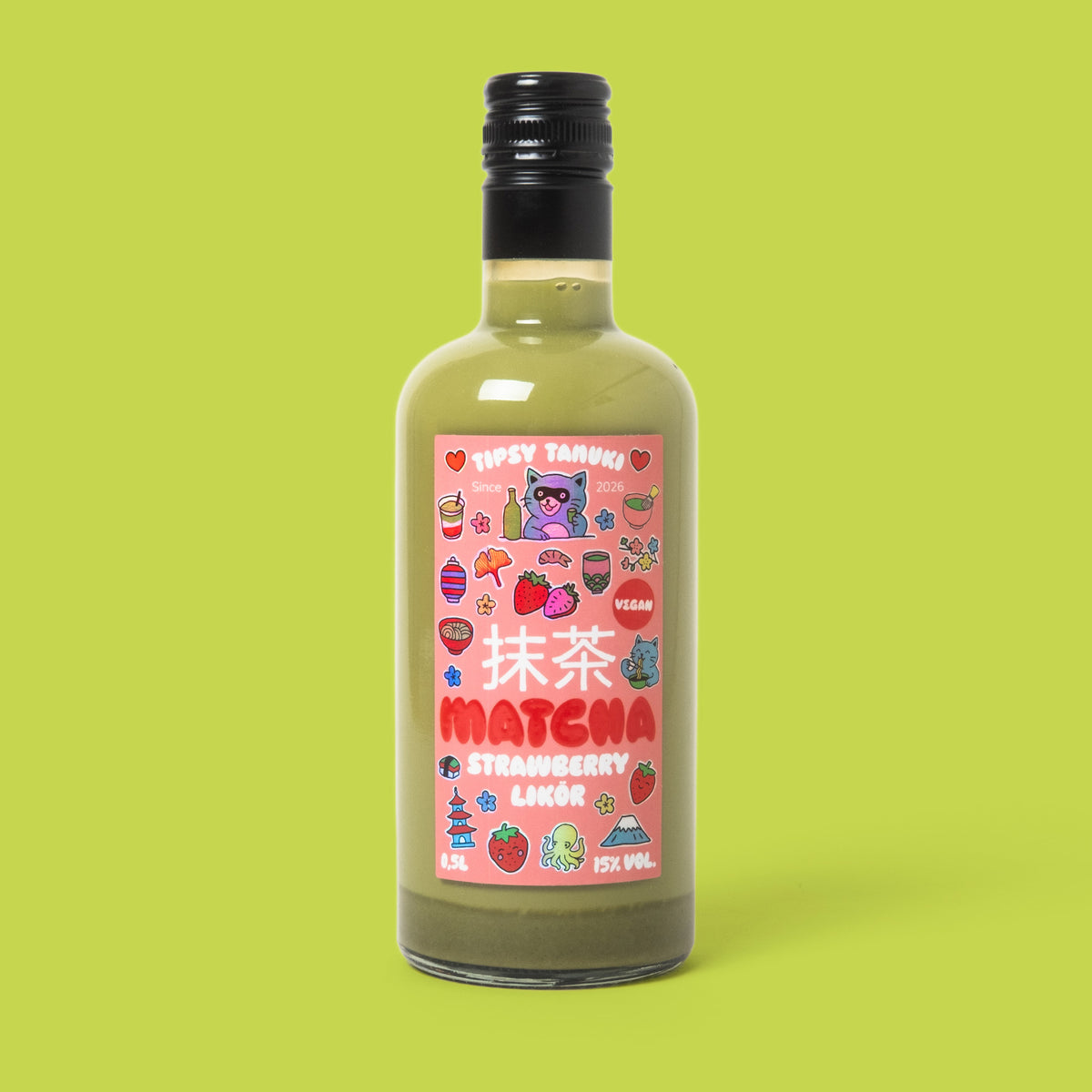 Tipsy Tanuki Likör “Tipsy Tanuki” Matcha Strawberry | Matcha Likör | Tipsy Tanuki