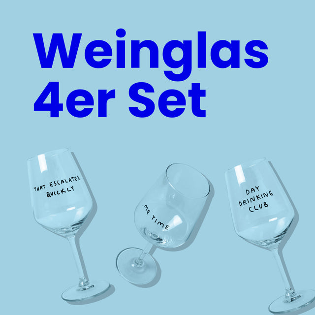 selekkt Weinglas Set (4er Set) | Humorvolle Gläser für Wein